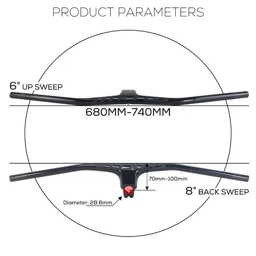 -20° Manillar Integrado de Fibra de Carbono Completa Bicicleta MTB 70/80/90/100mm*680-740mm - Imagen 5 de 44