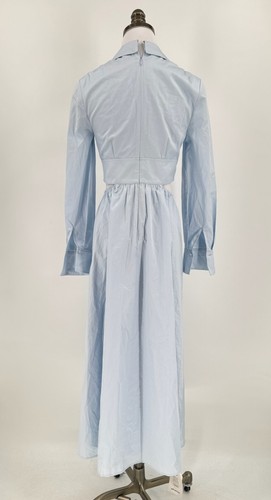 Self Portrait Womens Light Blue Collared Cut Out Long Fit Flare Dress Sz 2 - Picture 6 of 7