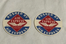 2 VINTAGE 1957 AIR EXPRESS RAILWAY EXPRESS WATER STICKERS/DECALS NOS UNUSED