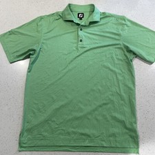 Footjoy FJ Polo Shirt Men's Large Green Diamond All Over Print Golf Performance
