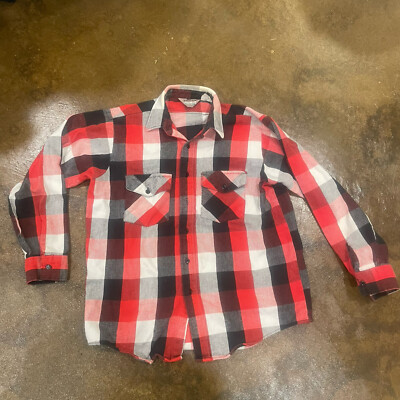 Vintage Winter Run Flannel Shirt Mens M Red Plaid Heavyweight 