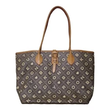 Vintage Dooney & Bourke Crossword East/West Bucket Tote Monogram Buckle