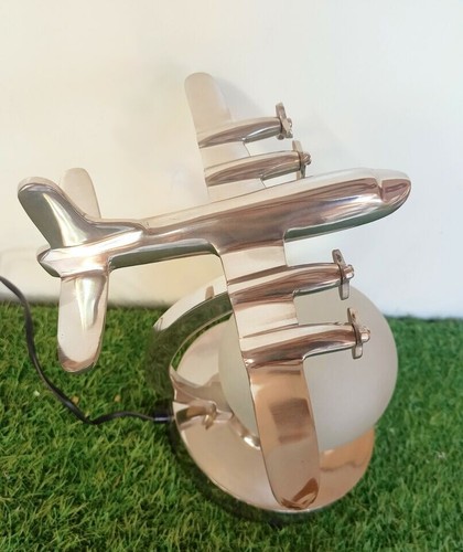 Silver Aircraft Plane Model Globe Desk Lamp Home Décor Christmas Lighting Gift - Picture 2 of 7