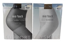 Nice Touch Hug-alon Daysheer & Leg Toning Support Pantyhose Size D Lot of (2)