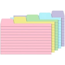 100 Pack Tabbed Index Cards 3x5 Lined Index Card Dividers with Tabs 3" x 5" C...