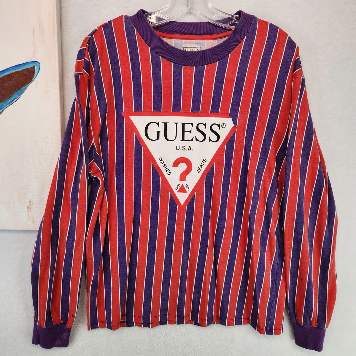 Purple and red striped guess cheap shirt