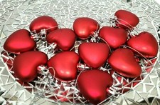 Valentines Red Hearts 2" Plastic Ornaments Home Decor Set of 12