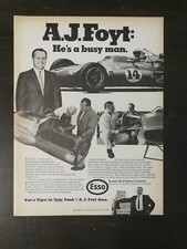 Vintage 1968 Esso Motor Oil A.J. Foyt Full Page Ad