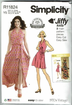 Simplicity #R11824 RETRO 70's Front Wrap Halter Dress Pattern Sz 8-16 or 18-26 | eBay Simplicity #R11824 RETRO 70's Front Wrap Halter Dress Pattern Sz 8-16 or 18-26 | eBay