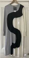 Uniqlo X Marimekko Womens Grey Black Merino Wool Jumper Dress S UK 10 EU 38 BNWT