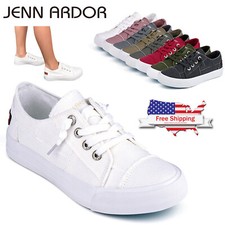 JENN ARDOR Women Canvas Sneakers Slip On Tennis Flats Comfy Walking Casual Shoes