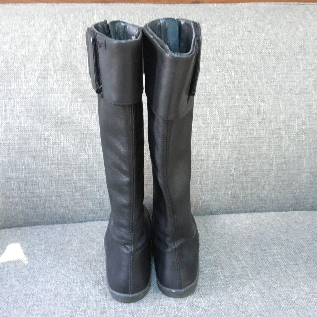 CAMPER 本革 FILIPPA HIGH 36 Camper 36 6 Black Leather Boots Tall Moto Front Zip Spain
