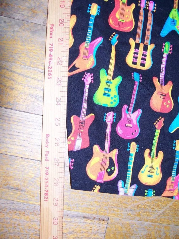 Hand Made 'guitar' scrub pants, SM, SUPER cute! - Image 2 of 4