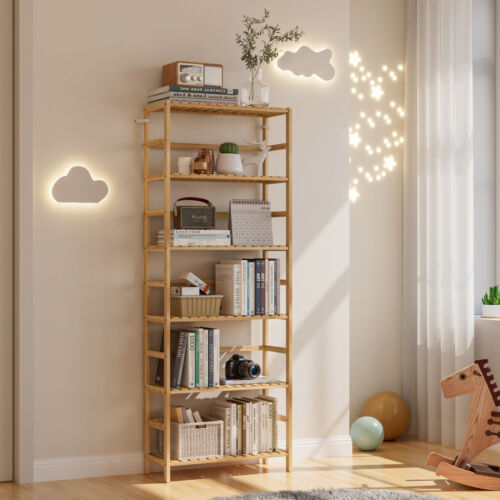 Adjustable Solid Bamboo Shelf Bookcase Storage Shelving Unit Plant Flower Stand - Picture 8 of 20