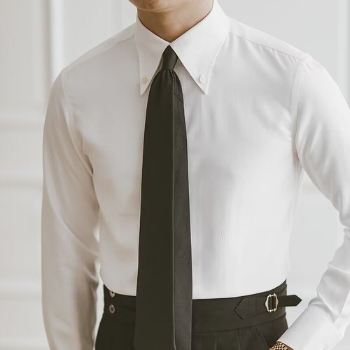 Herren Neu Hemd Langarm Business Freizeit Retro Gentleman Bügelfrei Weiß Shirt - Bild 8 von 9