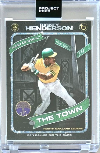 TOPPS PROJECT 2020 #71 RICKEY HENDERSON by Artist BEN BALLER ** 1980 ATHLETICS