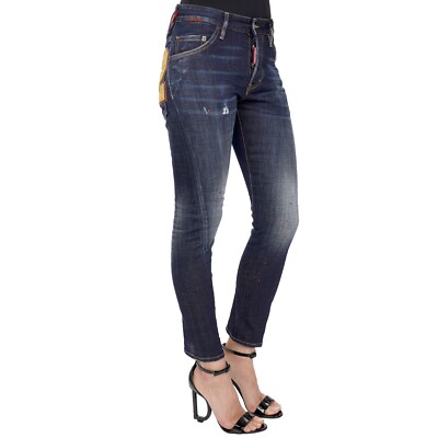 DSQUARED2 SEXY TWIST JEAN Con Patch Logo Denim Jeans Blu IT 42 S