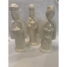 Juego de 3 figuras de cerámica esmaltada marfil de los Reyes Magos decoración de Navidad MCM 11-10"