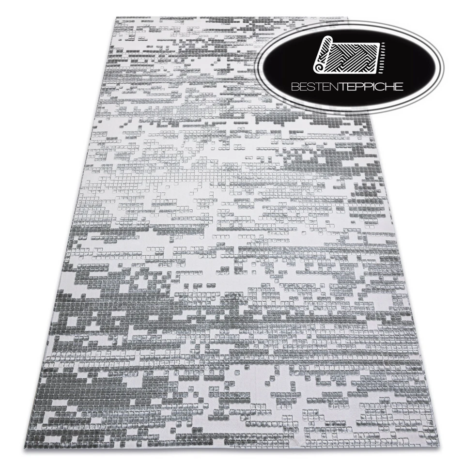 Tapis Tissé Densément Moderne VALS 100% Acrylique Gris Abstrait Rectangulaire - Photo 1/4