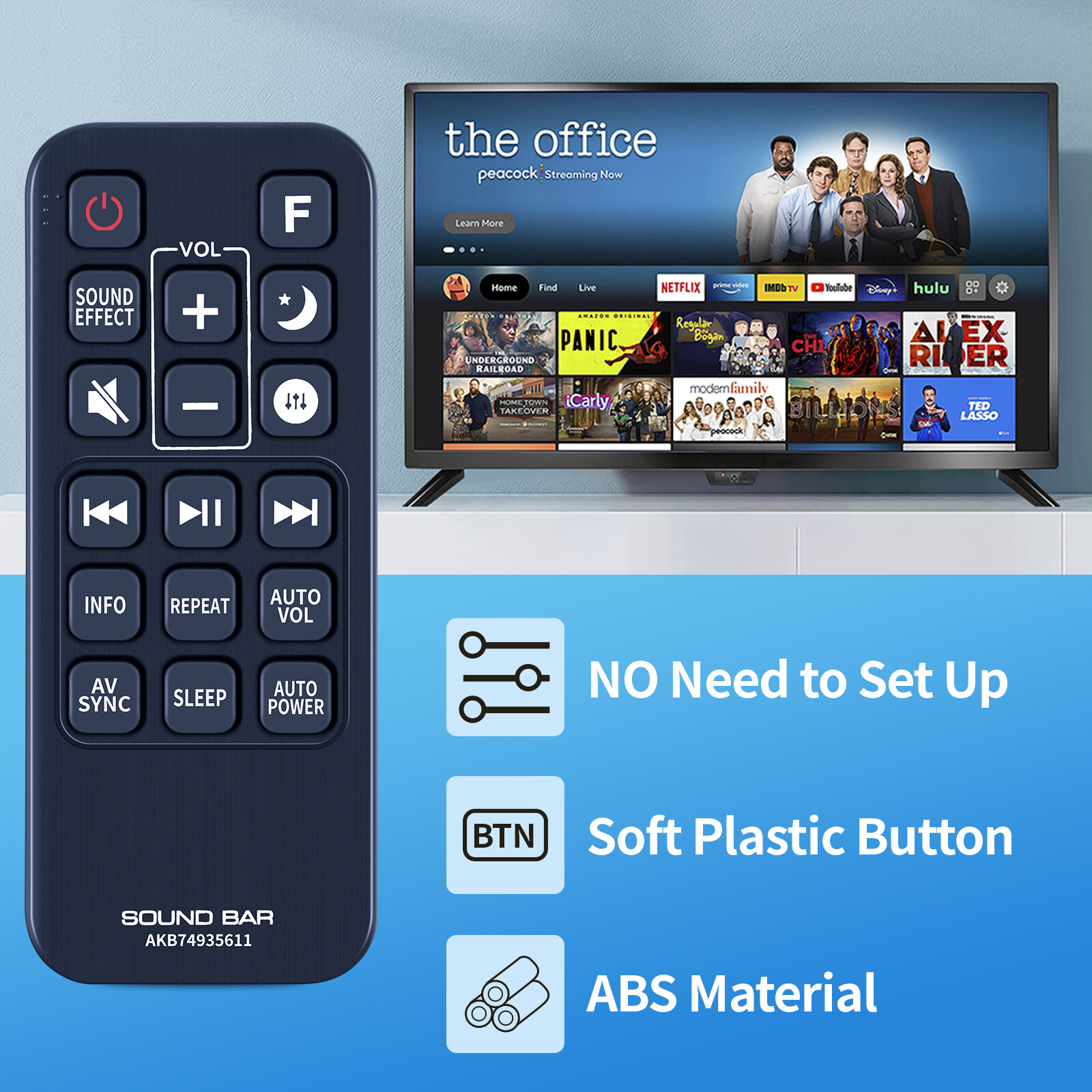 AKB74935611 Remote 393in Durable For LG Sound Bar Speaker SJ6B SJ9 SJ6 SJ8 SJC8