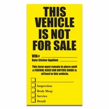 LARGE VEHICLE NOT FOR SALE STICKERS WITH OPTIONS CAR LOT DEALERSHIP PACK OF 100