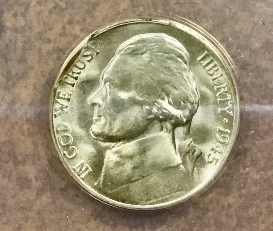 1945-S silver war nickel ANACS MS65 BU curved clip ERROR 4.83 gr - Image 3 of 4