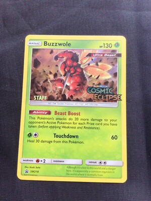 Pokemon Karten: Cosmic Eclipse Prerelease Staff Promo: Buzzwole SM218
