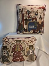 2 Piece Set of Christmas Pillows size 15x15 "Happy Holidays"  15 x11 "Noel"