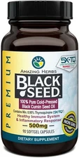 Amazing Herbs Premium Black Seed Oil 90 Softgel Cold Pressed Capsules, 500 mg 
