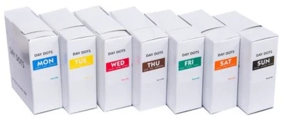 Food Storage Labels Day Dots Set of 7 Rolls x 1000 Catering Stickers in Boxes