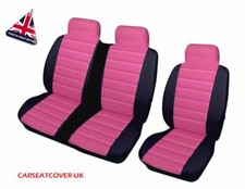 VAUXHALL MOVANO PINK/BLK PADDED LEATHER LOOK VAN SEAT COVERS - SINGLE & DOUBLE