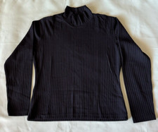 Vintage Talbots Black Ribbed Nylon Turtleneck Size Small Made in the USA