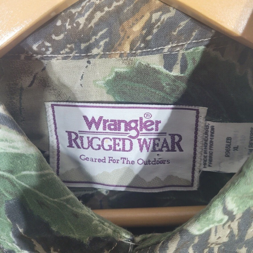 De Colección Wrangler Ropa Resistente Para Hombres XL Árbol Real Camuflaje Botón Delantero Manga Larga Foto 3 de 4