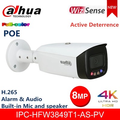 Dahua 8mp Full Color Active Deterrence Bullet Network Camera Ipc Hfw3849t1 As Pv Ebay