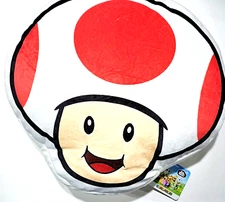 Super Mario Plush Toad Pillow Red Room Accessory New Polyester Kids Mushroom