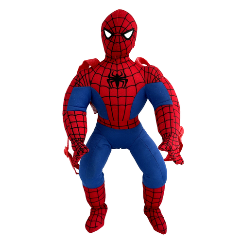 Spider-Man Plush Backpack Marvel 17” Straps Zipper Pocket Kids One Size RARE