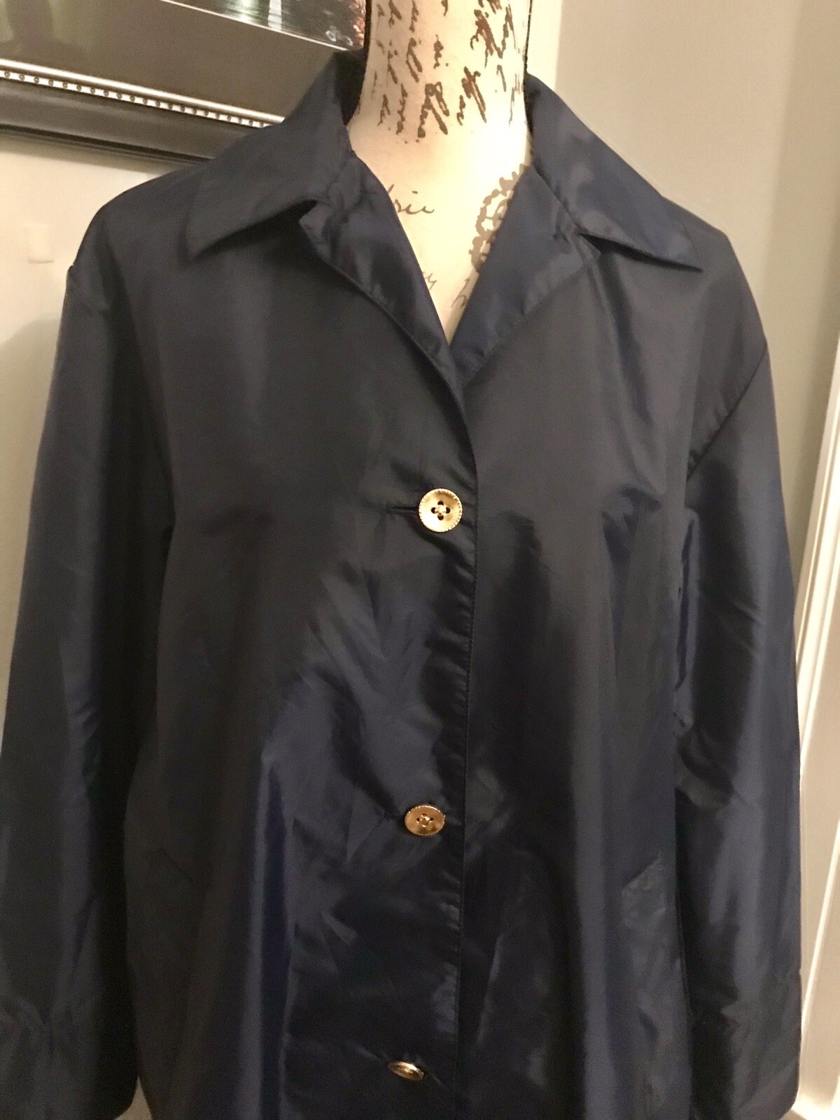 Aqua Sheen Women’s Navy Blue Raincoat Size Medium Gem