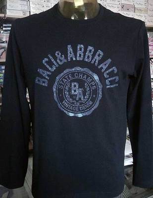 Men's Long Sleeve T-Shirt Baci & Abbracci With Front Logo Print Art BAM1941