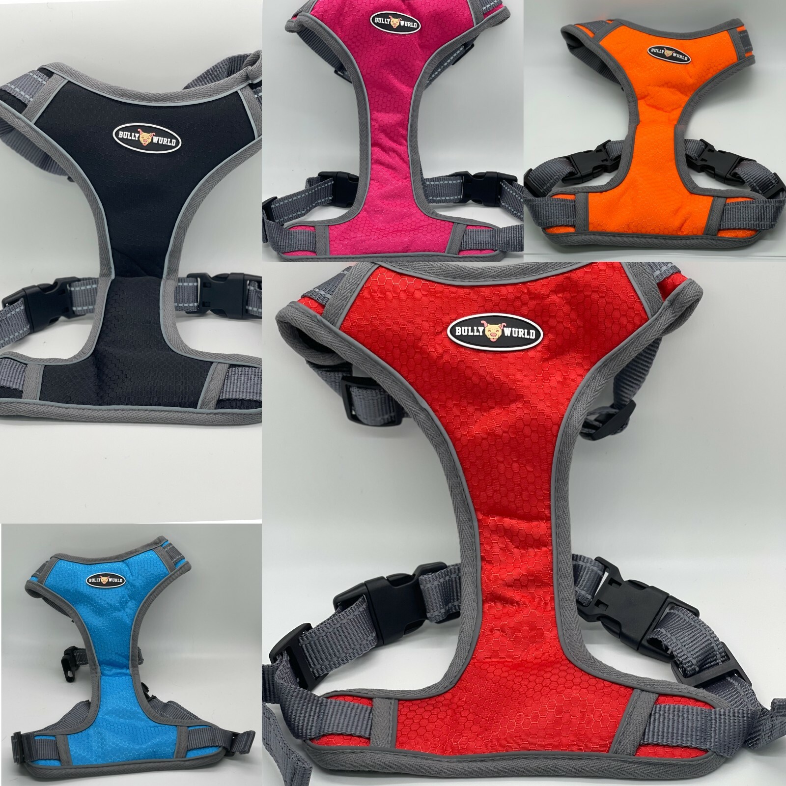 Dog Harness Big Dogs Sz S-XL, Nylon, Reflective(fits all breeds)(Bully Wurld)