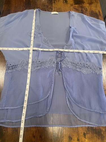 La Perla Mujer Periwinkle Azul Seda Doble Corbata Frontal Encaje Aplique Cobertor 4 - Imagen 12 de 14
