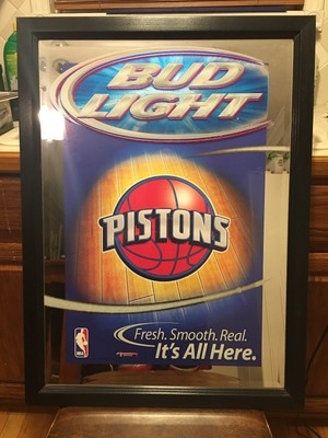 New Rare Detroit Pistons Beer Budweiser Bud Light Mirror 30 1 2 X 22 New Rare Detroit Pistons Beer Budweiser, Bud Light Mirror Picture