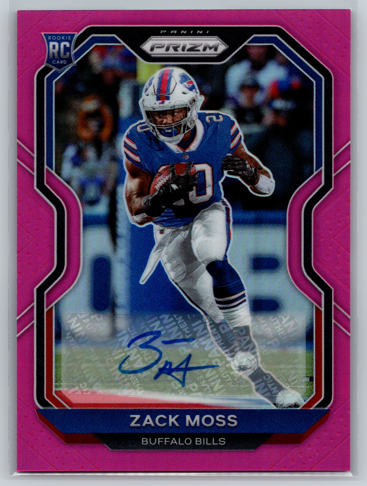 Zack Moss 2020 Panini Prizm Pink Prizm Rookie Auto #311 Buffalo Bills