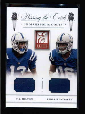 HILTON / DORSETT 2015 DONRUSS PASSING THE TORCH DUAL USED WORN JERSEY AN4442