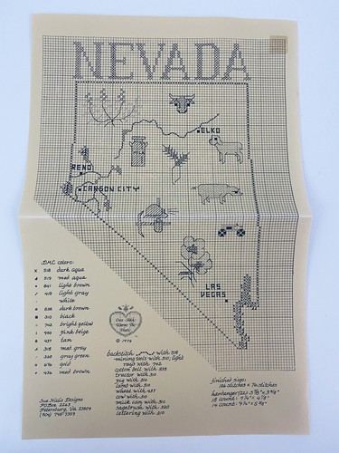 Sue Hillis Designs Map of NEVADA Counted Cross Stitch Pattern SHD Map - Picture 1 of 2