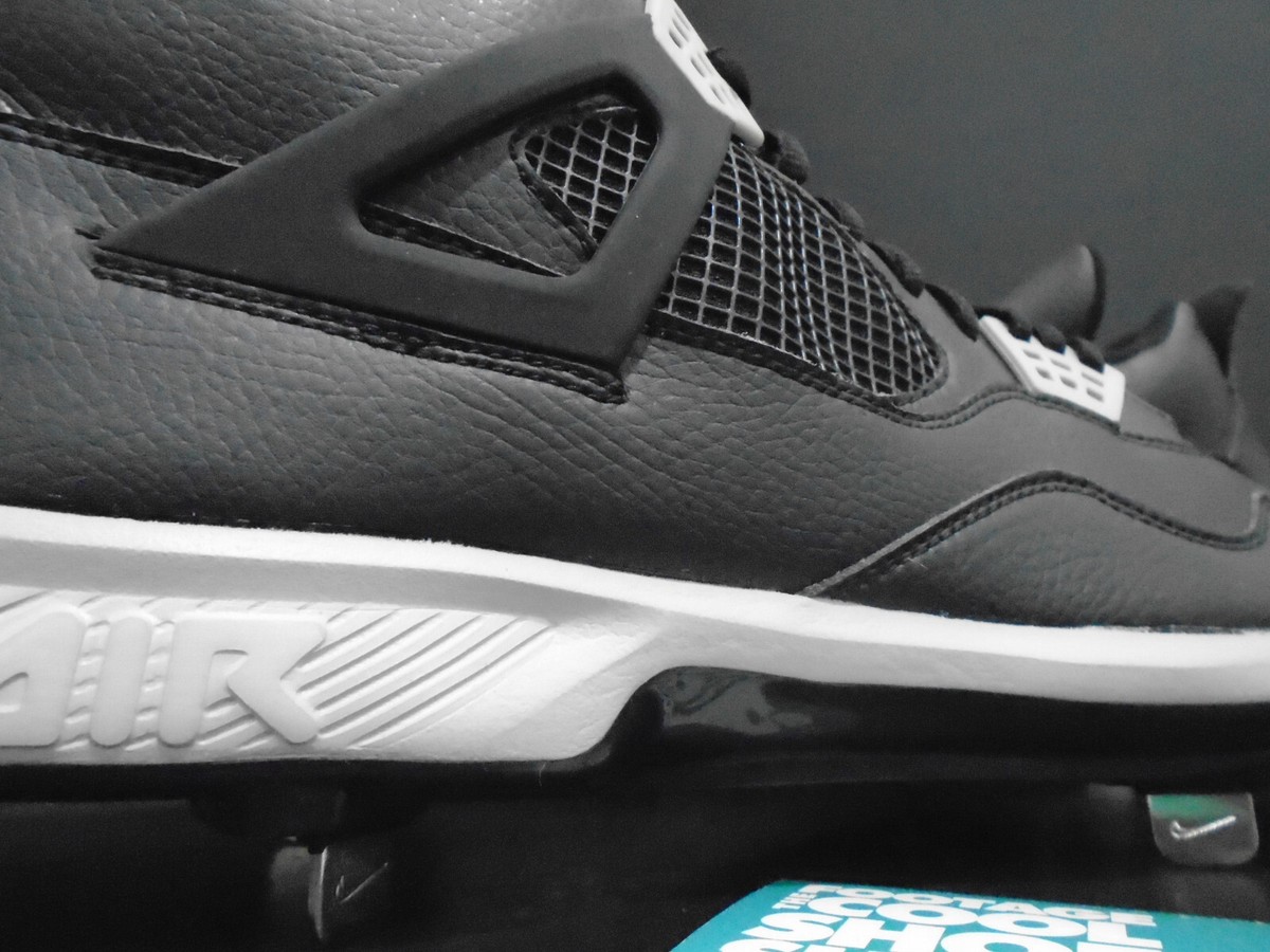 NIKE AIR JORDAN IV 4 RETRO METAL BASEBALL CLEATS OREO BLACK