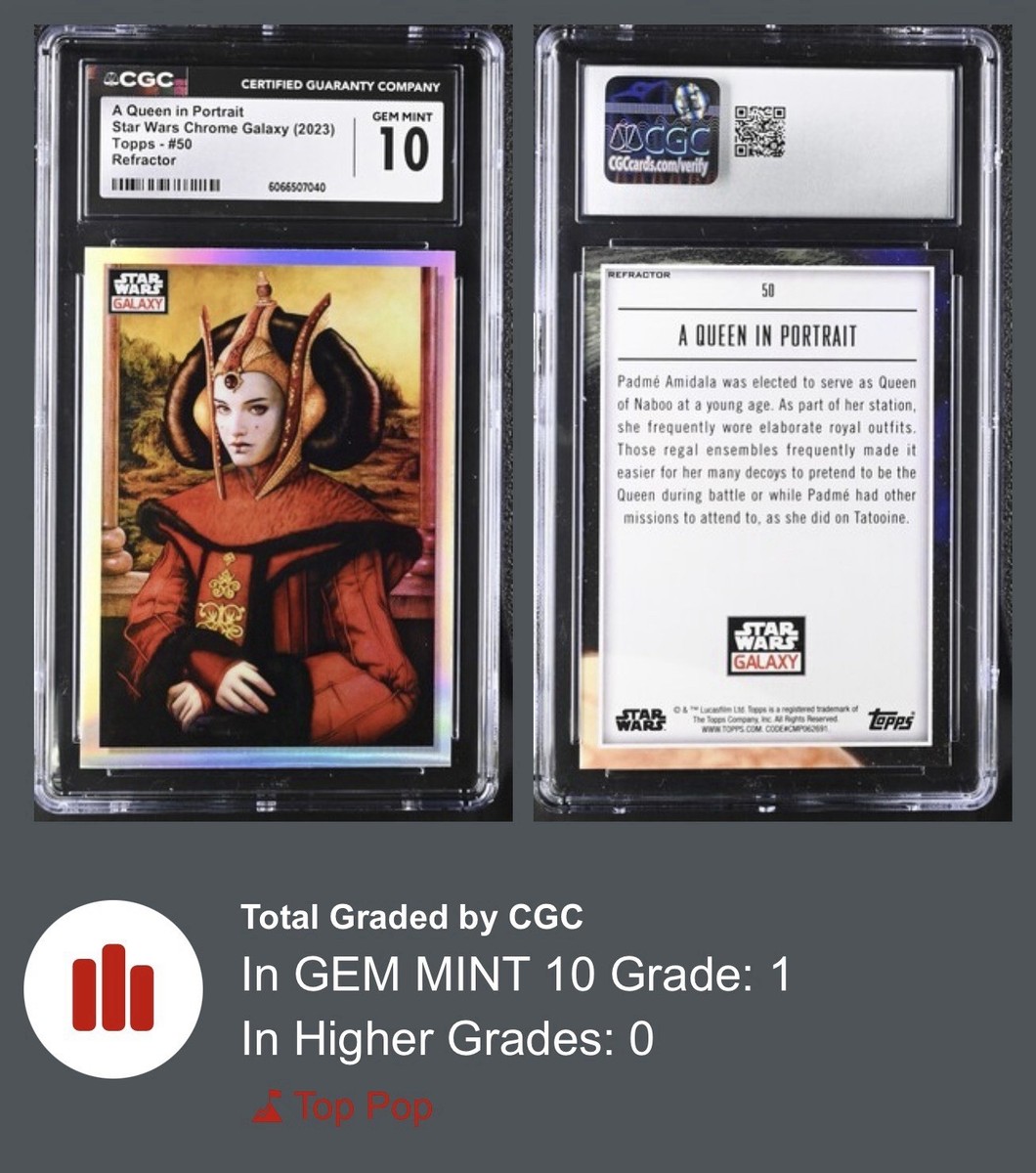 Star Wars Galaxy 2023 A Queen In Portrait Padme Amadala Refractor