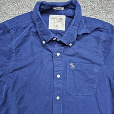 VTG Abercrombie Fitch Muscle Button Down Shirt Men M Blue Thick Long Sleeve