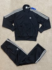adidas Originals Firebird Mens Tracksuit Jacket Pants Set Black White Trefoil