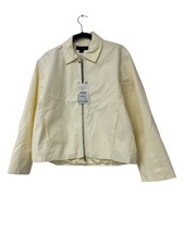 Zara Womens Bomber Jacket Size Small Ecru Collared Front Pockets 0155/040 NWT