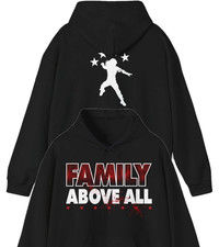 Mens WWE Roman Reigns Family Above All Black Pullover Hoodie Graphic Fan Apparel